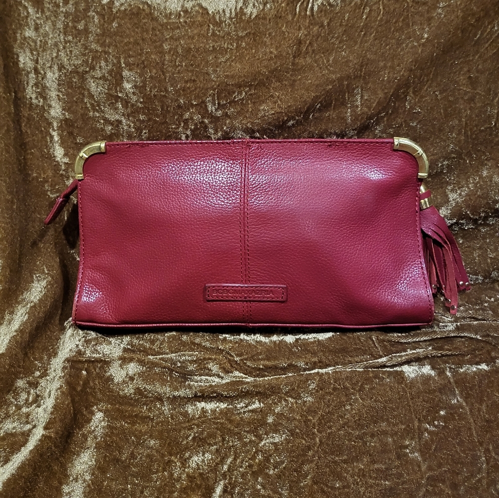 Very good condition BCBG Max Azria Clutch red with gold metal